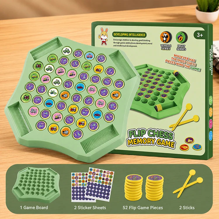 Flip & Match™ DIY Memory Matching Game for Kids | 2–4 Player Educational Family Board Game (Animal • Dinosaur • Fruit • Vehicle)