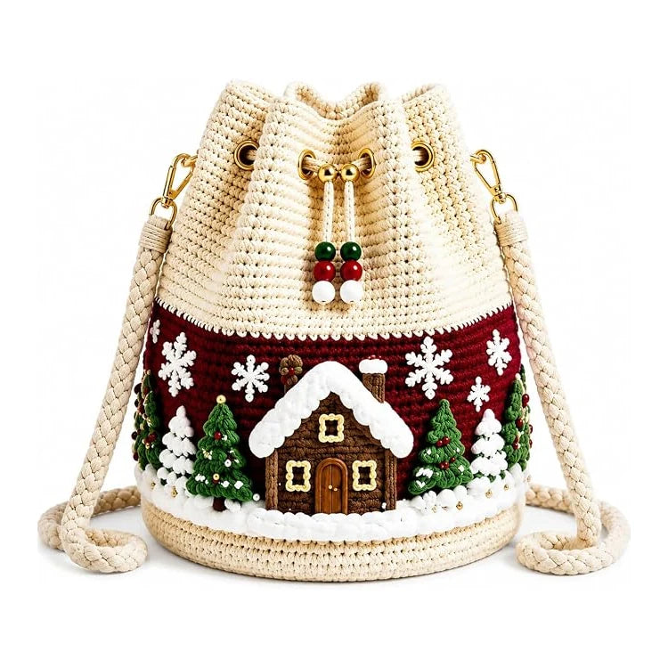 3D Christmas Crochet Bucket Bag