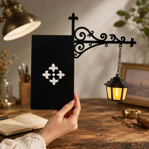 Halloween Bookshelf Lantern Light – Vintage LED Book Nook Decor & Metal Bookend for Cozy Reading Spaces