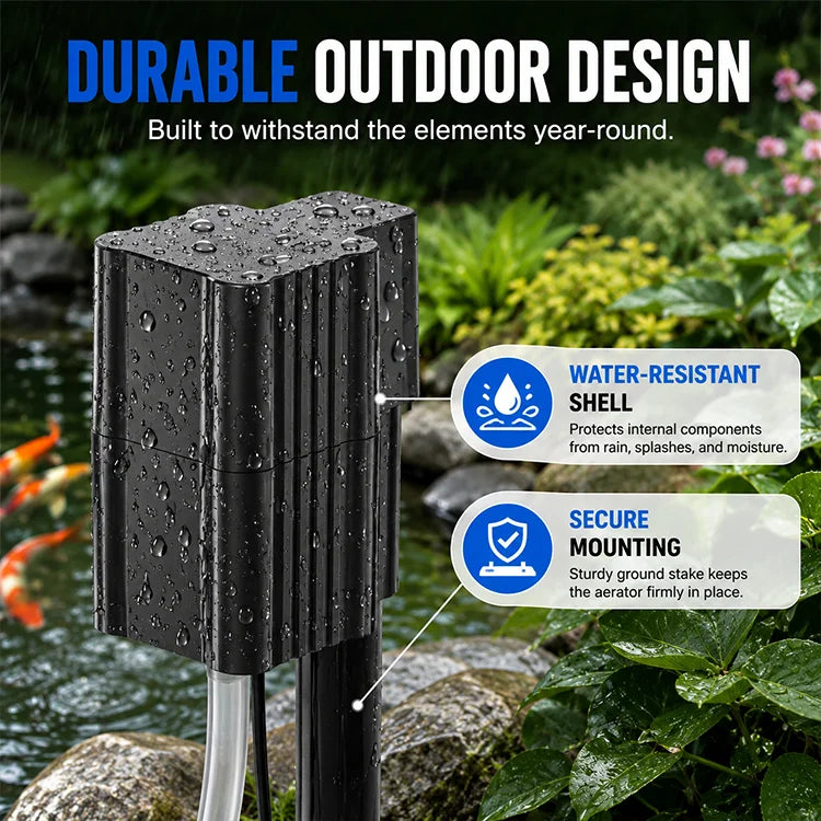 Solar Powered Pond Aerator Air Pump for Fish Ponds, Koi Ponds & Live Bait Buckets | High-Output Oxygen Pump