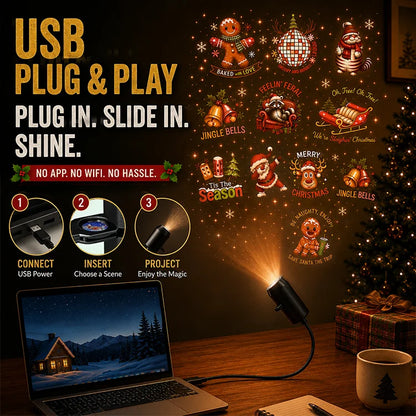 10-Scene Christmas Projector Light – USB Wall & Ceiling Holiday Projector