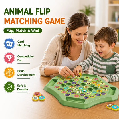 Flip & Match™ DIY Memory Matching Game for Kids | 2–4 Player Educational Family Board Game (Animal • Dinosaur • Fruit • Vehicle)