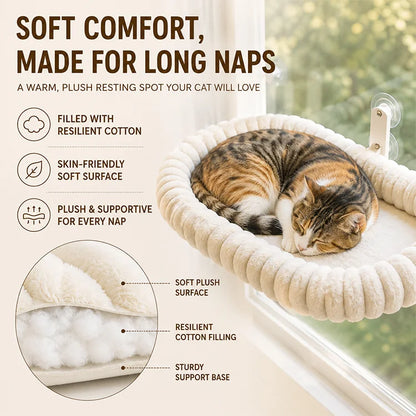 Foldable Cat Window Hammock – Plush Suction-Cup Perch with Washable Bed
