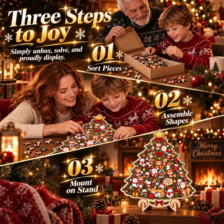 DIY Christmas Wooden Puzzle Display Keepsake with Stand