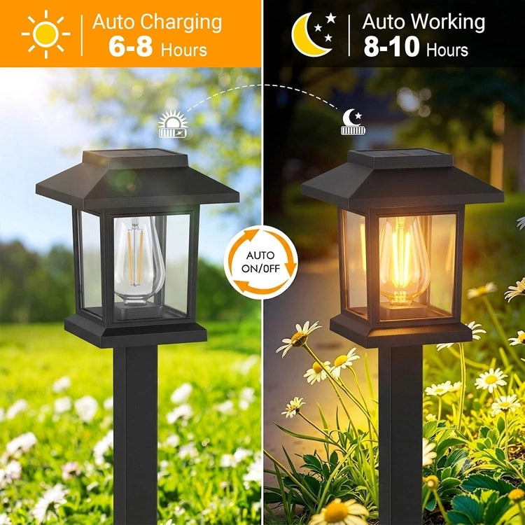 Vintage Solar Garden Path Lights – Waterproof Auto On/Off Outdoor Landscape Lanterns
