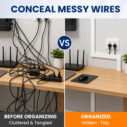 158" Extra-Long Wall Cable Raceway Kit – Self-Adhesive Cord Cover & Wire Hider