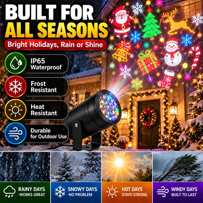 Mini Christmas Projection Light – 16 Festive Patterns & Wide-Area Display