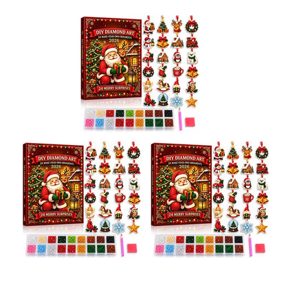 24-Piece Christmas DIY Diamond Art Ornament Kit – Sparkling Holiday Craft Set