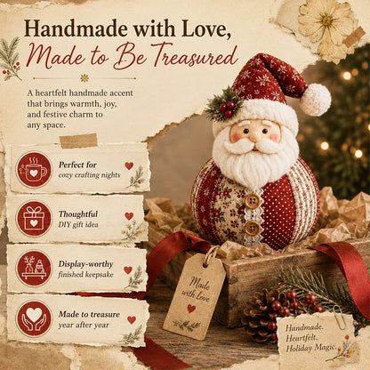 DIY Patchwork Santa Doll Kit – 3D Fabric Christmas Craft & Holiday Decor