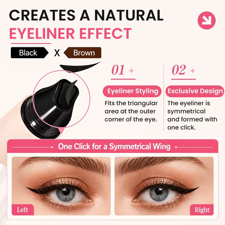 2-in-1 Rotating Winged Eyeliner Stamp Pen – Waterproof Quick-Dry Smudge-Proof Precision Liquid Eyeliner