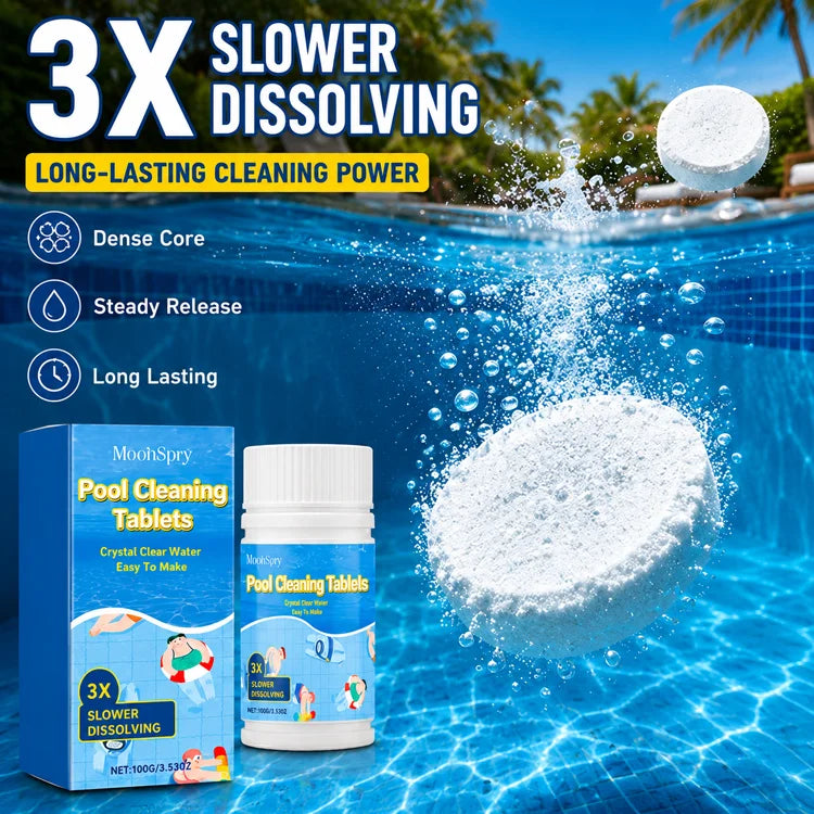 Multi-Action Pool Cleaning Tablets – Slow-Dissolving Pool Water Clarifier & Odor Remover