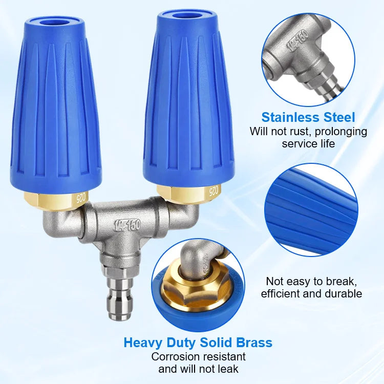 💦 360° Dual-Turbo Pressure Washer Nozzle