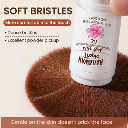 SPF 30 Mineral Powder Sunscreen Brush – Portable Matte Finish Setting Powder with Broad Spectrum UVA/UVB Protection