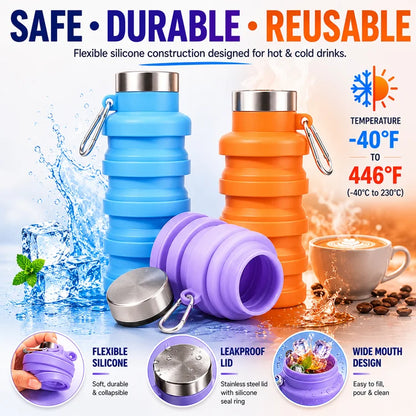 Collapsible Silicone Water Bottle – Leakproof Foldable Travel & Sports Hydration Bottle
