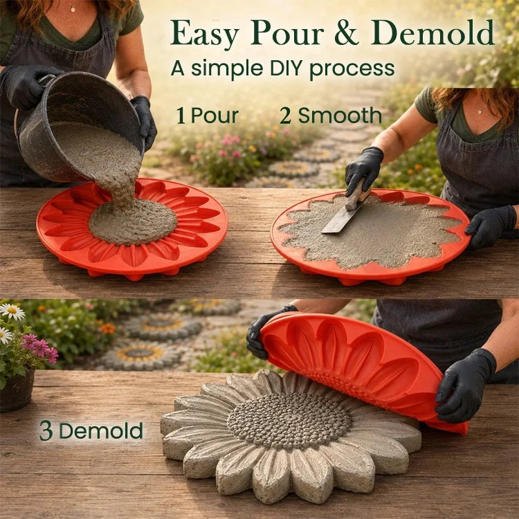 DIY Sunflower Garden Path Mold – Reusable Concrete Stepping Stone Maker