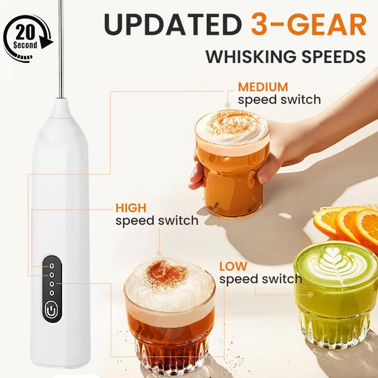 Rechargeable Electric Milk Frother - 3-Speed Handheld Coffee Foam Maker & Mini Kitchen Whisk