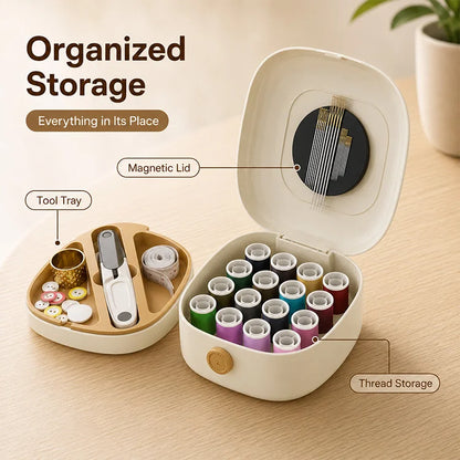 Magnetic Portable Sewing Kit – Complete Home Sewing Repair Kit with Organized Storage Case, Needles, Thread & DIY Sewing Accessories