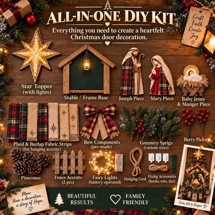 DIY Lighted Christmas Nativity Door Hanging Kit