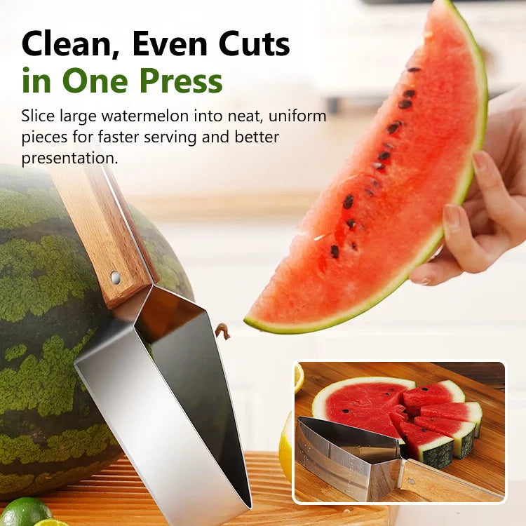 Stainless Steel Watermelon Cutter • Triangle Cube Slicer • Multi-Fruit Divider • Easy Clean Kitchen Tool
