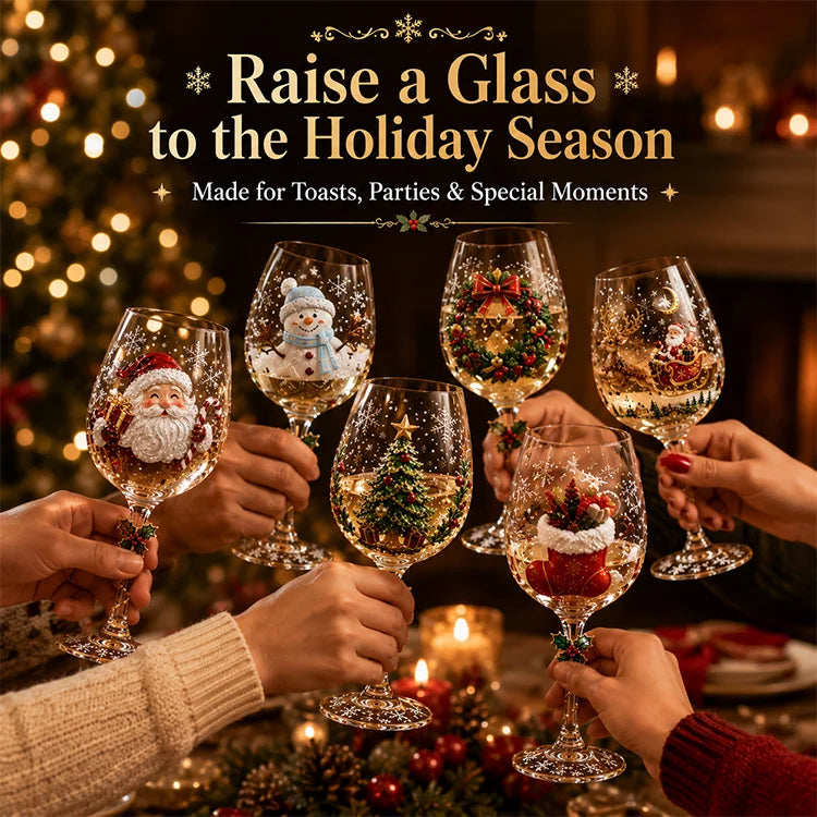 3D Christmas Character Wine Glass – Hand-Finished Holiday Stemware