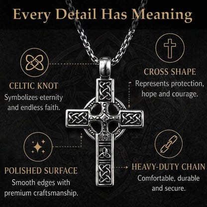 Handcrafted Celtic Cross Necklace – Stainless Steel Viking Faith Pendant with Chain | Symbol of Strength, Protection & Eternal Faith