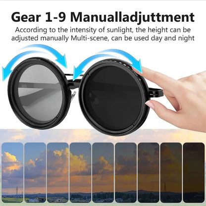 🕶️ Premium Adjustable Tint Polarized Sunglasses – 9-Level Light Control, ND Filter Lens, UV400 Eye Protection