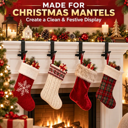 2-in-1 Christmas Mantel Stocking & Garland Holder - 3-Pack Set