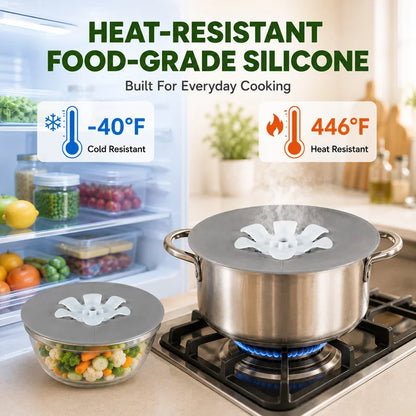 Silicone Spill Stopper Lid Set – Universal Anti-Boil Over, Steam Vent & Splatter Guard for Pots and Pans
