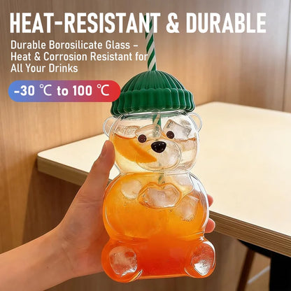 🧸 BearSip - Glass Cup – Cute, Cozy & Made to Brighten Your Day