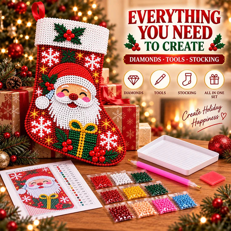 DIY Diamond Painting Christmas Stocking Kit – 6 Festive Holiday Designs