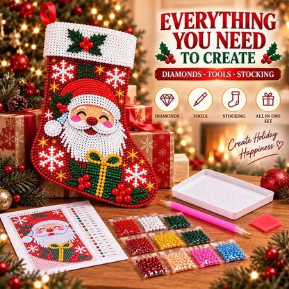 DIY Diamond Painting Christmas Stocking Kit – 6 Festive Holiday Designs