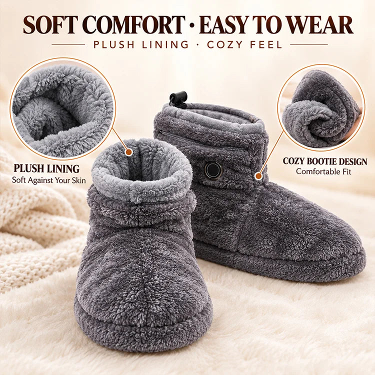 USB Heated Plush Booties – 5-Level Adjustable Warm House Slippers