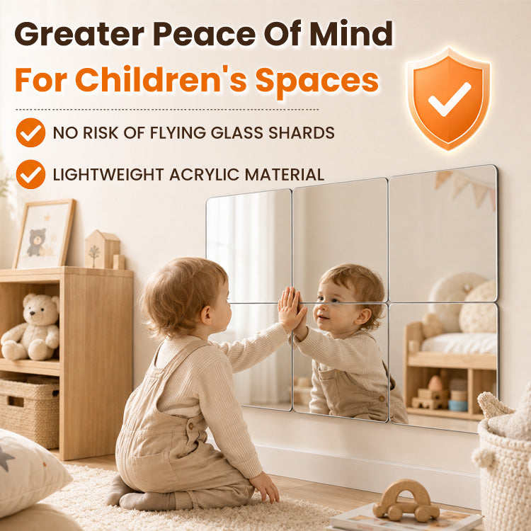 Shatterproof Acrylic Mirror Tiles – Self-Adhesive Modular Full-Length Wall Mirror