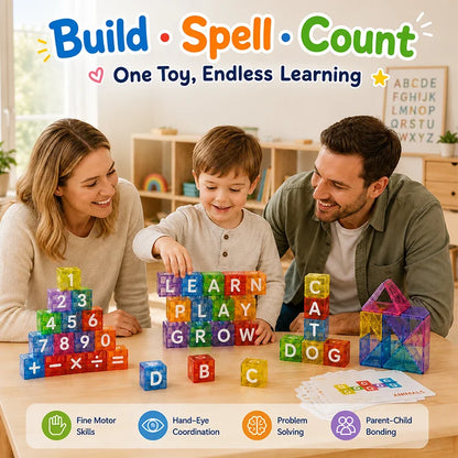 STEM Magnetic Alphabet & Number Building Blocks for Early Learning & Creative Play
