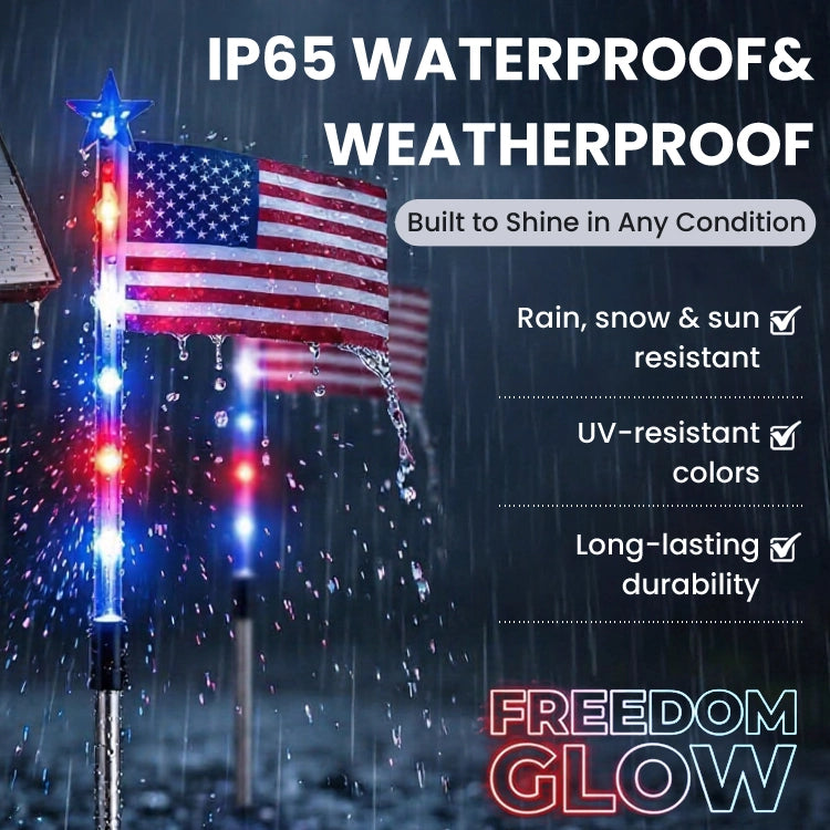 🇺🇸🇺🇸🇺🇸 8 Pack Solar Patriotic Flag Path Lights – 8 LED Outdoor Yard Stake Lights, Waterproof, 8 Lighting Modes, Auto On/Off (1-to-8 Set)
