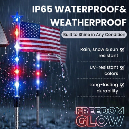🇺🇸🇺🇸🇺🇸 8 Pack Solar Patriotic Flag Path Lights – 8 LED Outdoor Yard Stake Lights, Waterproof, 8 Lighting Modes, Auto On/Off (1-to-8 Set)
