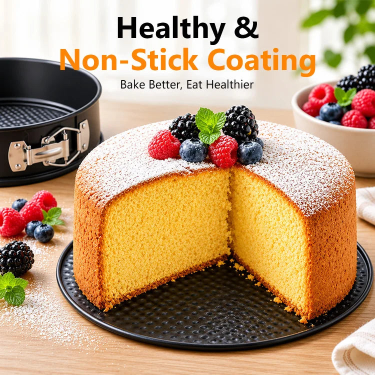 304 Stainless Steel Non-Stick Springform Cake Pan Set with Removable Bottom for Cheesecake, Mousse, Tart & Baking
