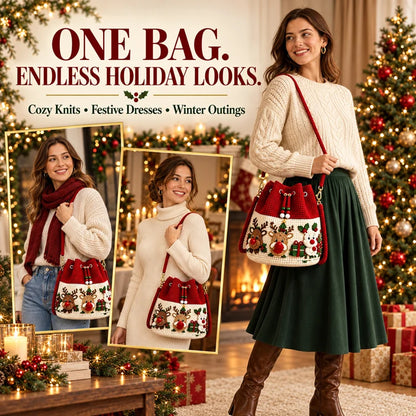 3D Christmas Crochet Bucket Bag