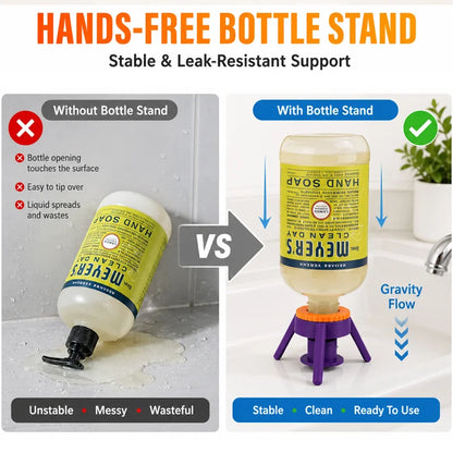 💧 Every Last Drop Bottle Saver Stand Kit – Universal No-Waste Inverted Bottle Holder with 3 Adapters