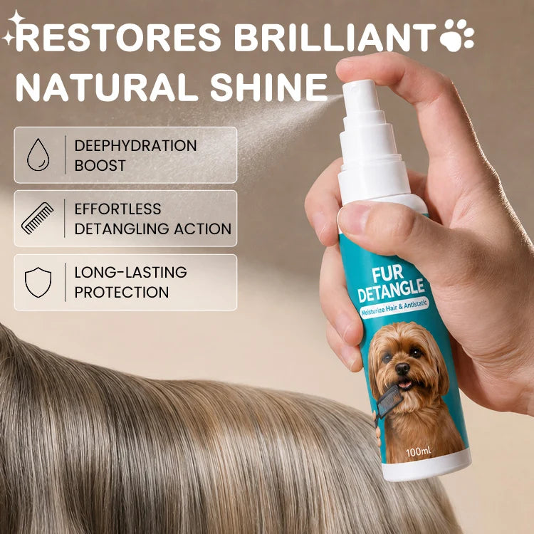 Pet Fur Detangling Spray – No-Rinse Anti-Static Coat Smoother for Dogs & Cats
