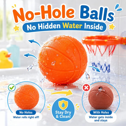 Baby Bath Basketball Hoop Set with 3 Balls – Strong Suction Cup Toddler Bath Toy & Educational Bathtub Basketball Game