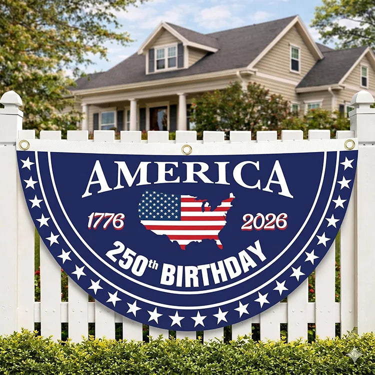 🇺🇸 1776–2026 American 250th Anniversary Patriotic Half-Round Bunting Flag