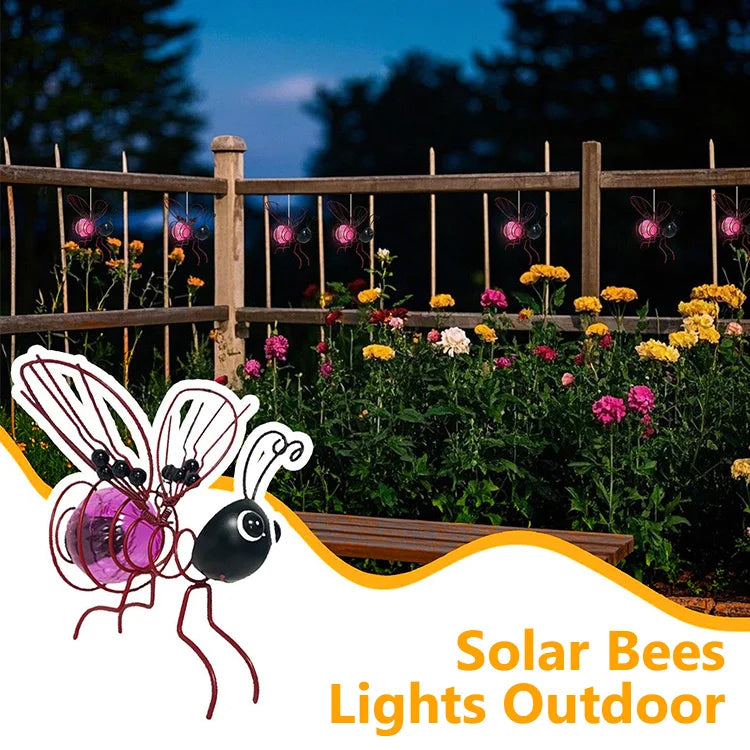 🐝 Hanging Solar Bee Light  Solar Powered • Waterproof • Realistic Glow • Whimsical Garden Charm