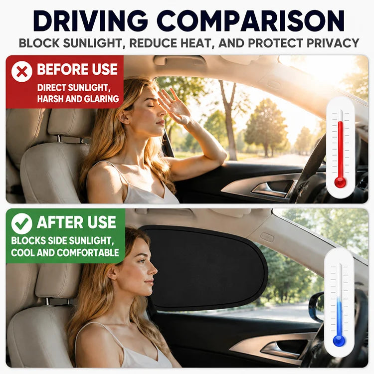 4-Piece Static Cling Car Side Window Sun Shade Set - Heat Blocking UV Protection Privacy Window Covers