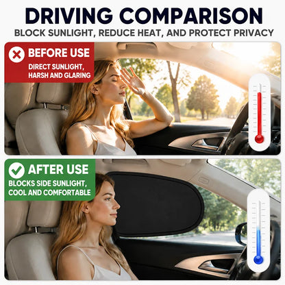 4-Piece Static Cling Car Side Window Sun Shade Set - Heat Blocking UV Protection Privacy Window Covers