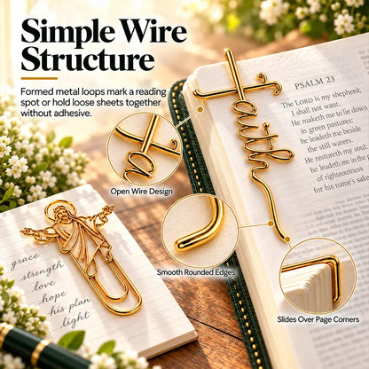 Christian Gold Bookmark Clips