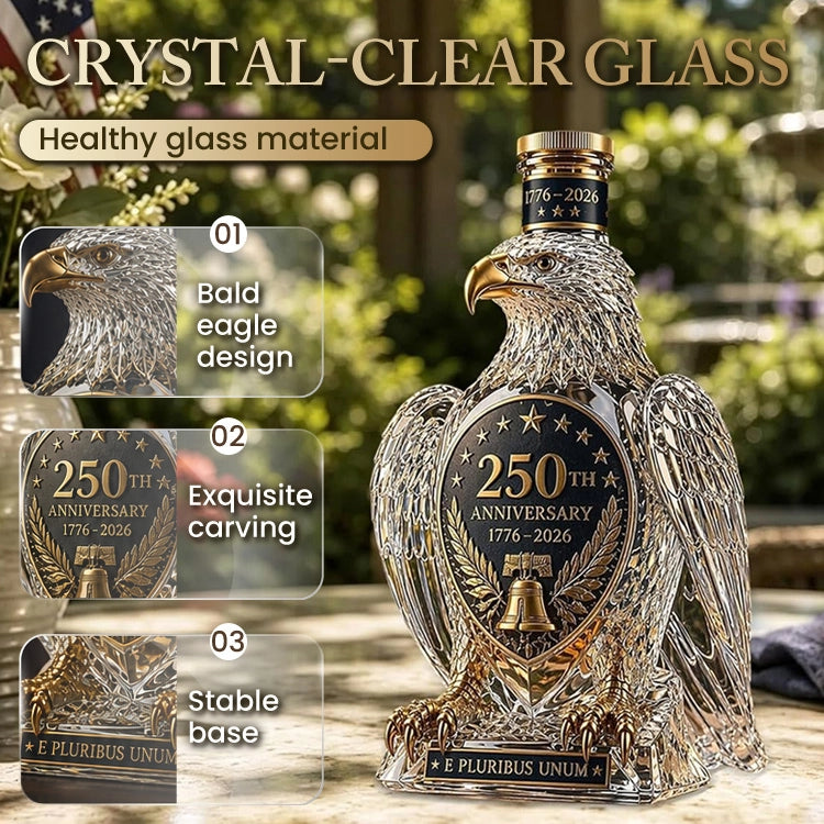 American Eagle 250th Anniversary Crystal Whiskey Decanter – Patriotic Bald Eagle Collectible Gift for Fathers, Husbands & Whiskey Lovers