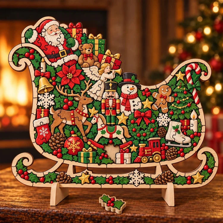 DIY Christmas Wooden Puzzle Display Keepsake with Stand