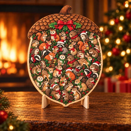 DIY Christmas Wooden Puzzle Display Keepsake with Stand