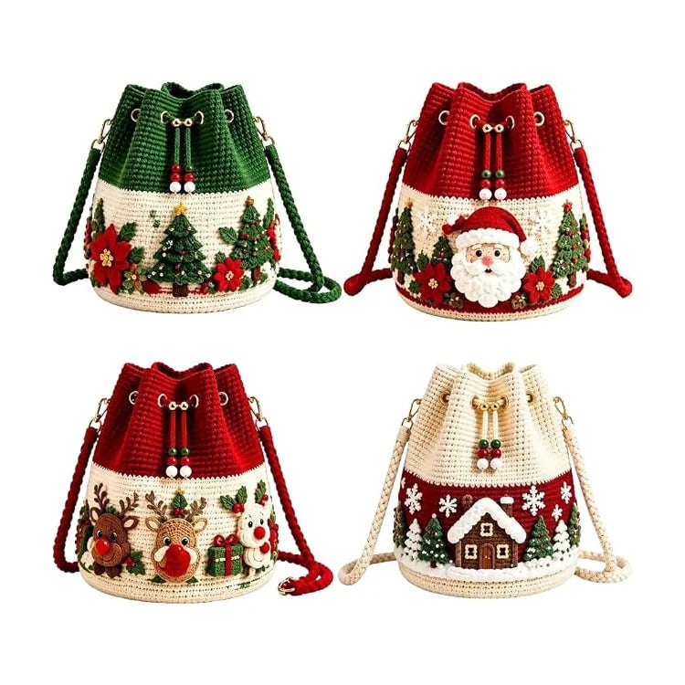 3D Christmas Crochet Bucket Bag